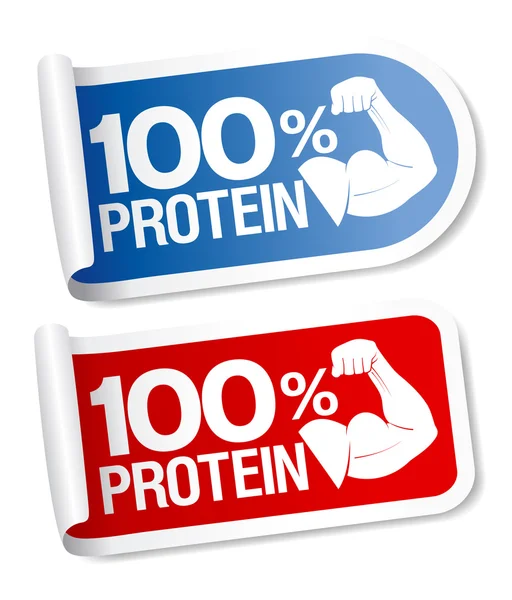 Yüzde 100 protein çıkartmaları. — Stok Vektör