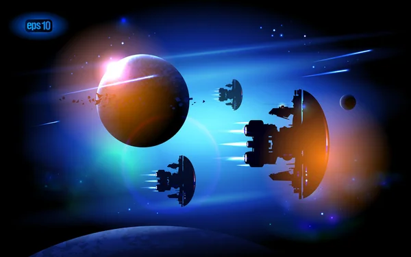 Alien Spacecrafts dans l'espace. Eps 10 . — Image vectorielle