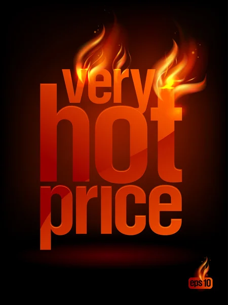Fiery Very Hot Price, sale background. — Stock Vector