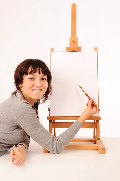 Young drawing girl — Stock Photo, Image