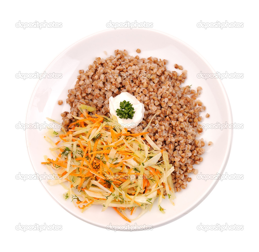 buckwheat kasha with salad