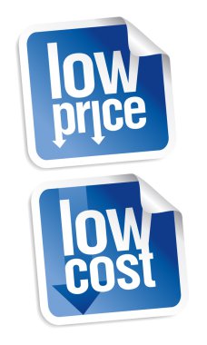 düşük fiyat etiketleri kümesi.