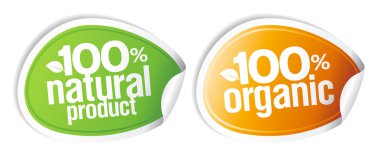 100 percents natural product stickers. clipart
