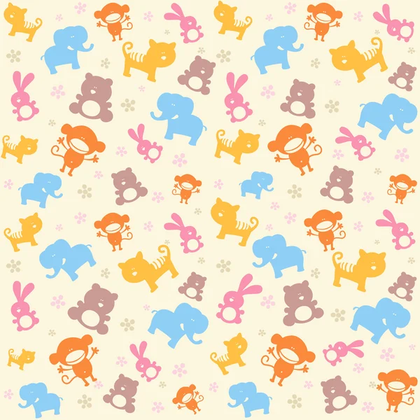 Child seamless pattern with animals. — Stock Vector