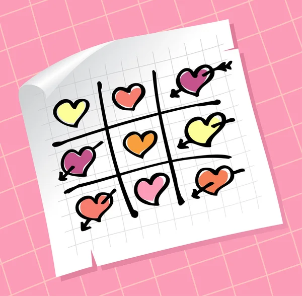 Tic Tac Toe corazones — Vector de stock