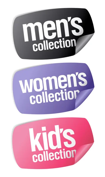 Mens, womens en kinderen collectie stickers — Stockvector