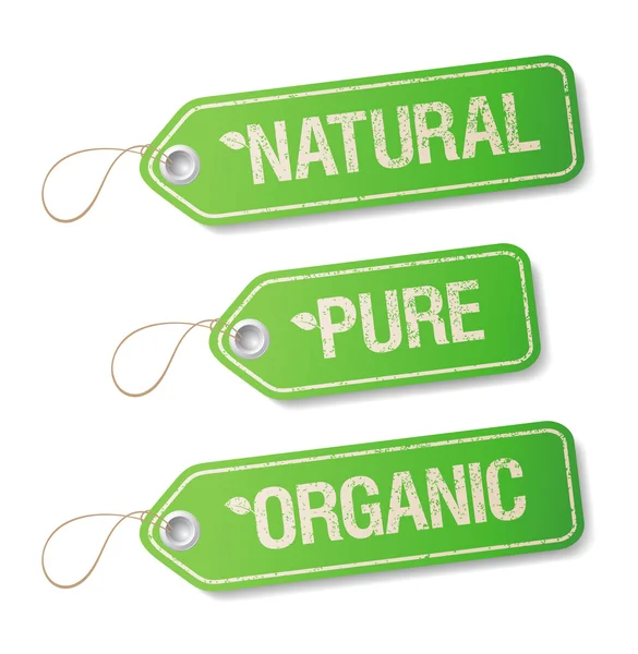 Natural, Pure, Organic labels. — Stock Vector