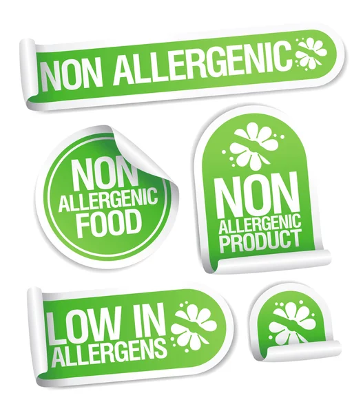 Non allergeen producten stickers. — Stockvector