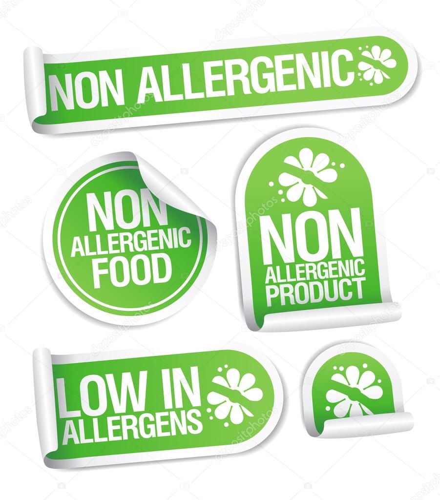 Non allergenic products stickers.