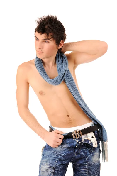 Boy undressed up to a belt — Stock Photo, Image