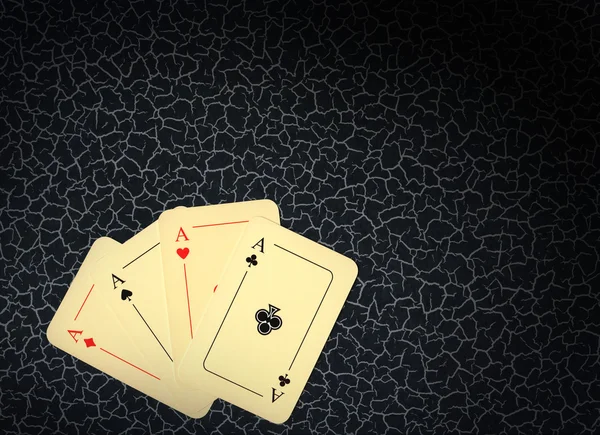 Four aces on background in cracks — Stock Photo, Image