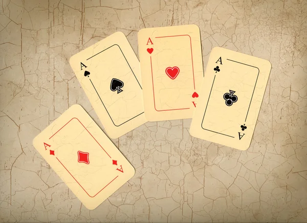 Four aces, old cards — Stock Photo, Image