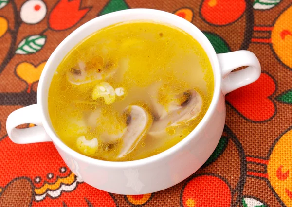 Soupe de poulet aux champignons — Photo