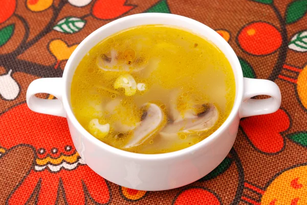 Soupe de poulet aux champignons — Photo