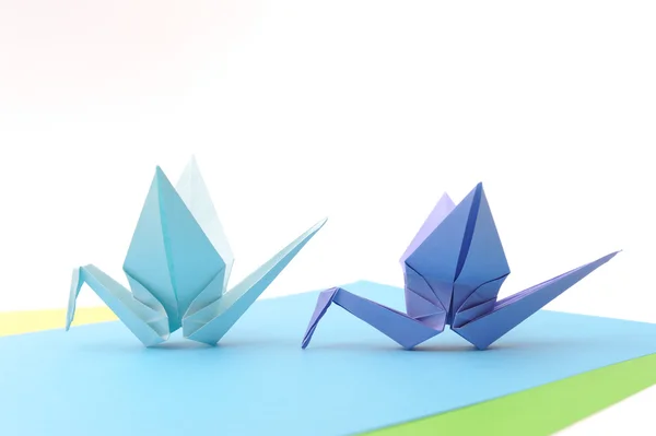 Origami birds. Child paper articles. — Stock Photo, Image