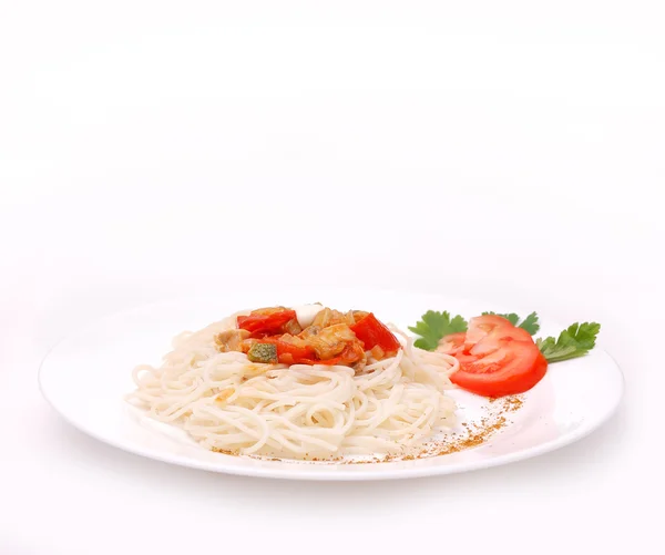 Piatto isolato di spaghetti — Foto Stock