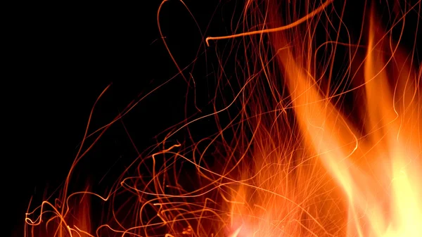 Fire and flames on a black background — Stock Photo, Image