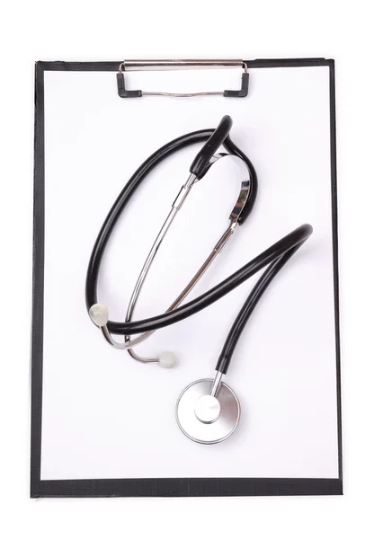 Medical clipboard and stethoscope — Stock Photo, Image