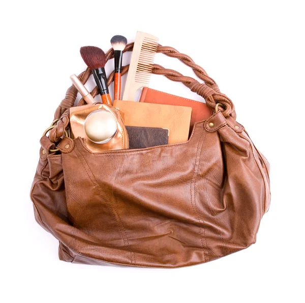 Stilvolle Damenhandtasche mit Kosmetik — Stockfoto