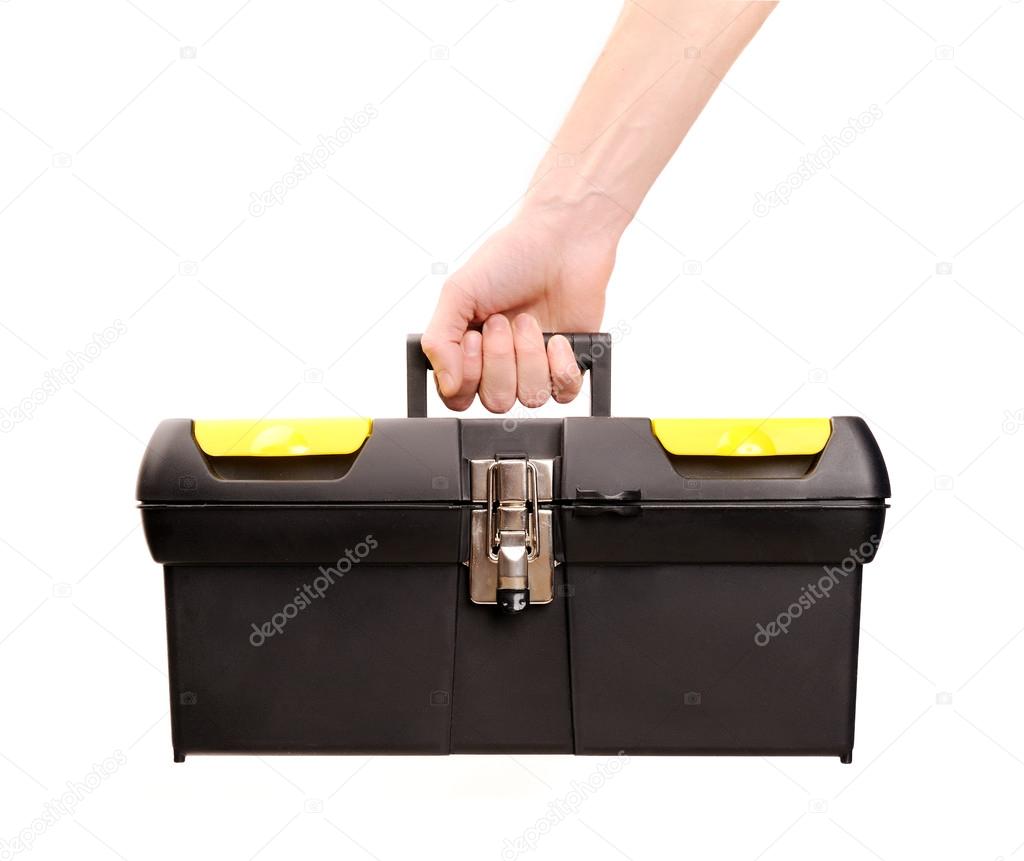 hand holding toolbox
