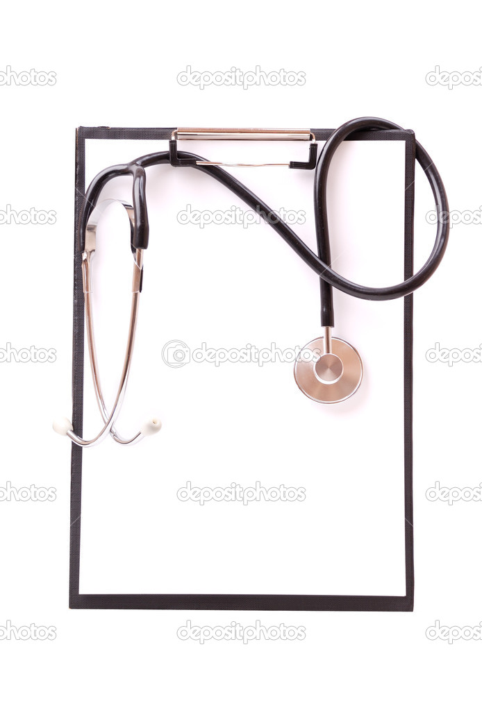 blank clipboard with modern stethoscope