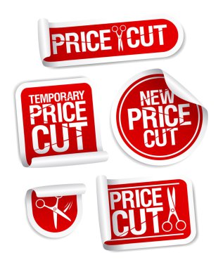 Price cut sale stickers.