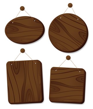 Wooden boards on a cord. clipart