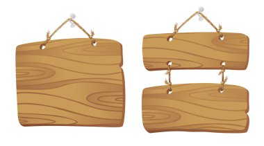 Wooden boards on a cord. clipart