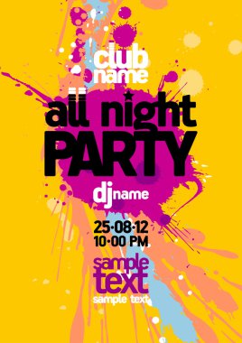All Night Party design template. clipart