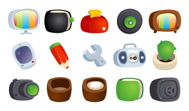 Colorful cartoon icons. clipart