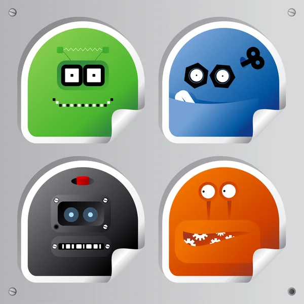 Funny Robots stickers. — Stock Vector
