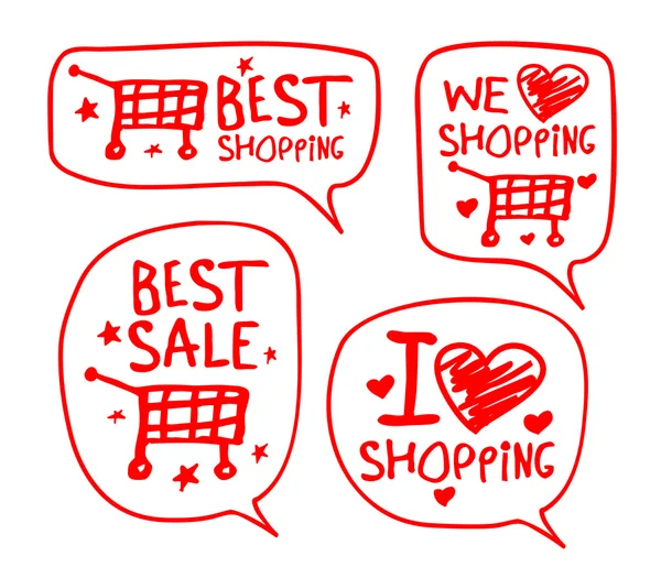 Wir lieben Shopping Illustration. — Stockvektor