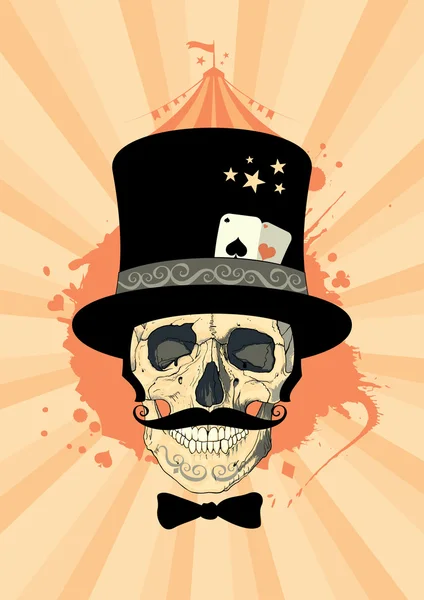 Circus design with magician skull. — Stock Vector