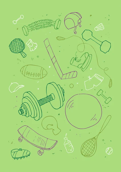 Ilustración de accesorios deportivos — Vector de stock