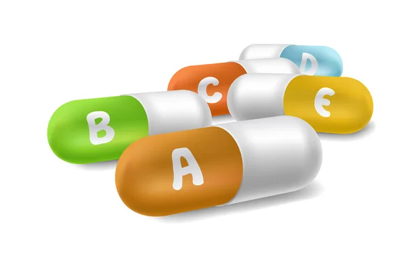 Tabletas vitamínicas — Vector de stock