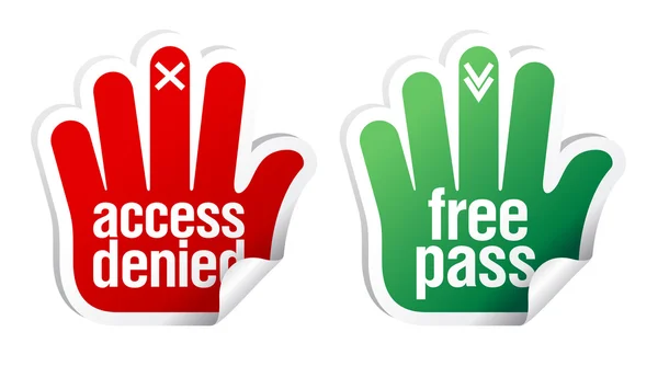 Access denied and free pass stickers — Stock Vector