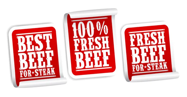 Rundvlees voor biefstuk stickers — Stockvector
