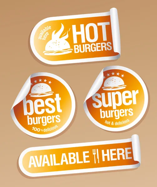 Stickers hamburgers chauds . — Image vectorielle