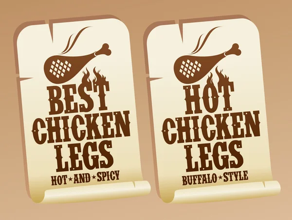 Hot chicken legs stickers. — Stock Vector