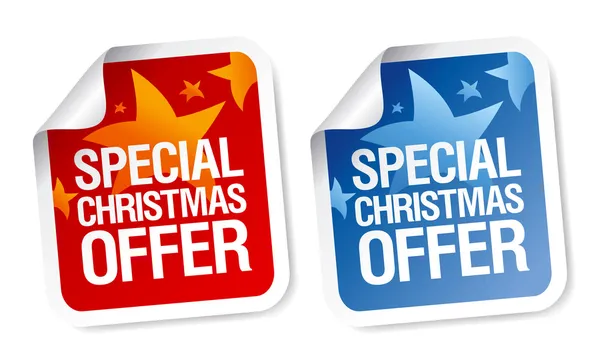 Oferta especial de Natal adesivos . — Vetor de Stock