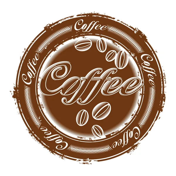 Sello con granos de café — Vector de stock