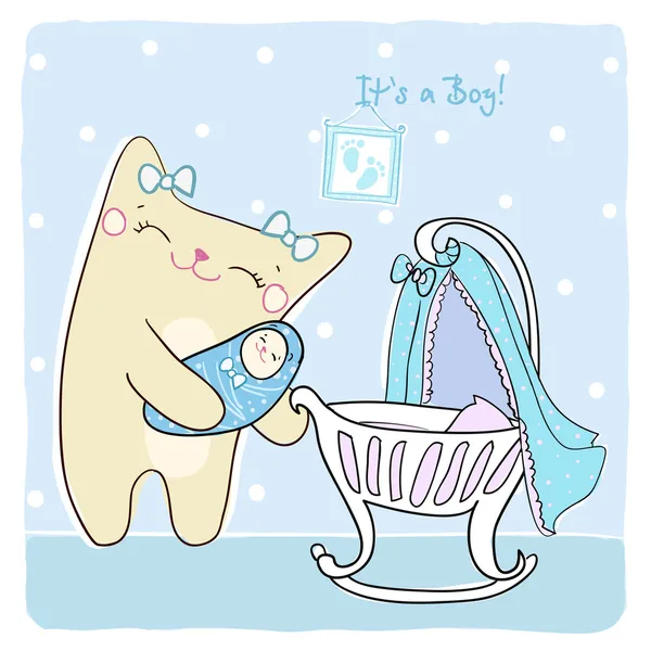 Tarjeta de ducha bebé niño. — Archivo Imágenes Vectoriales