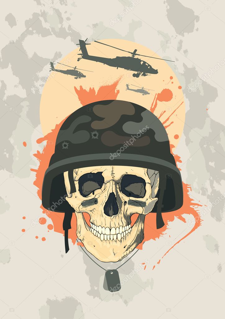 army skull drawing