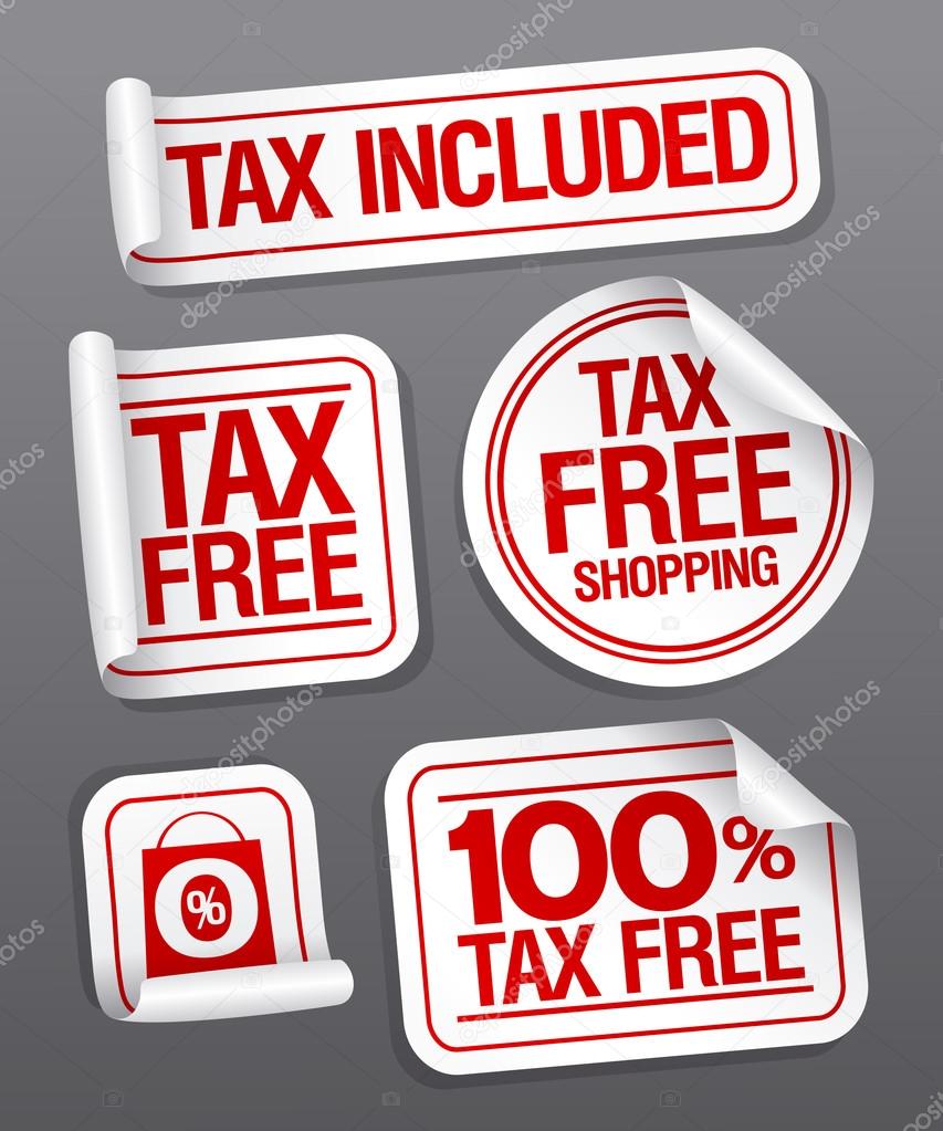 Tax free shopping stickers.
