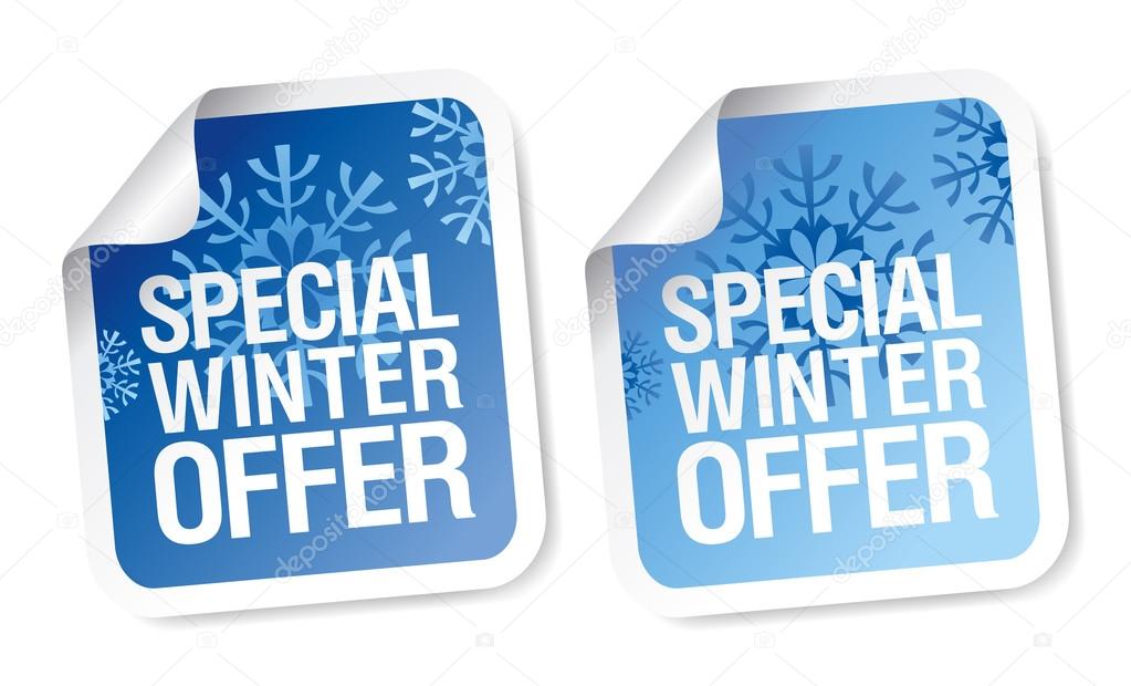 Winter offer stickers.