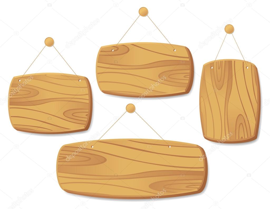 Wooden boards on a cord.
