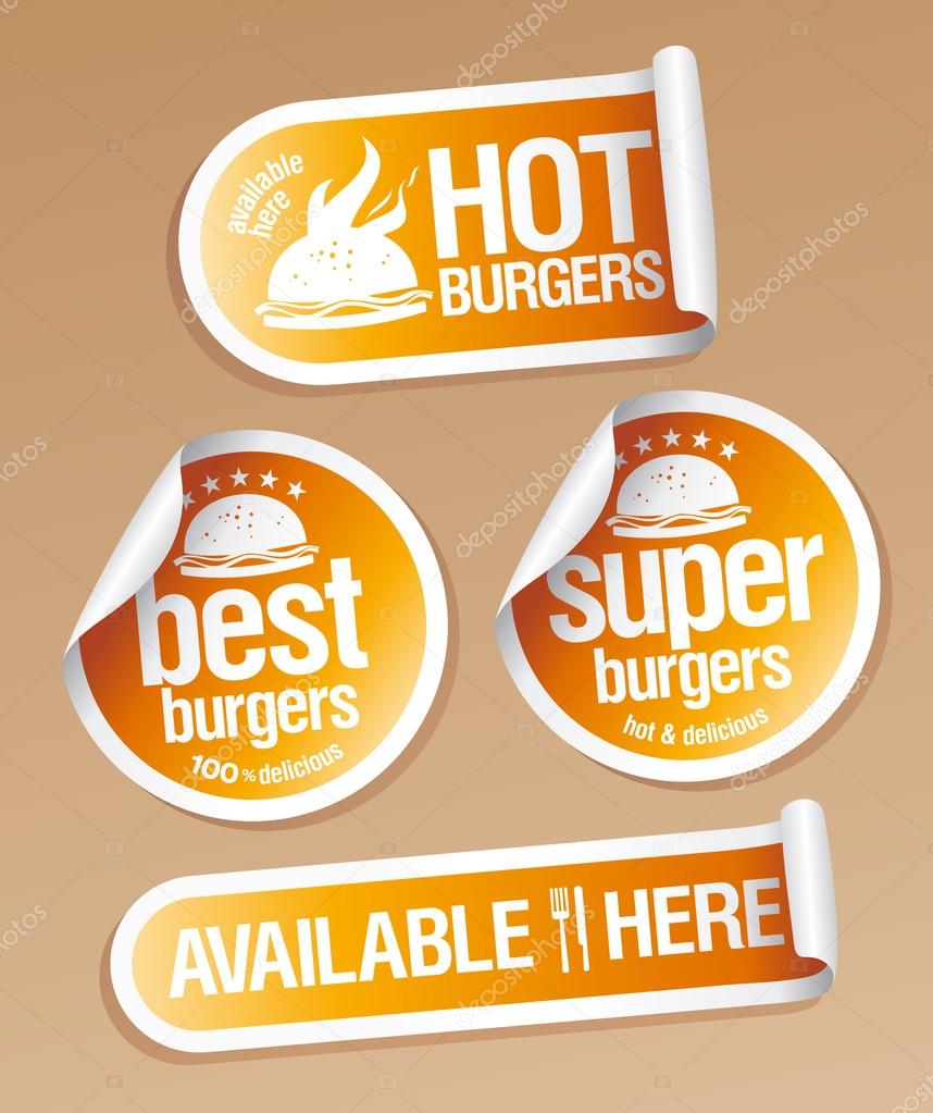 Hot burgers stickers.