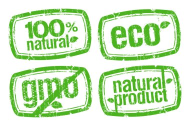 Ecology stamps, GMO free. clipart