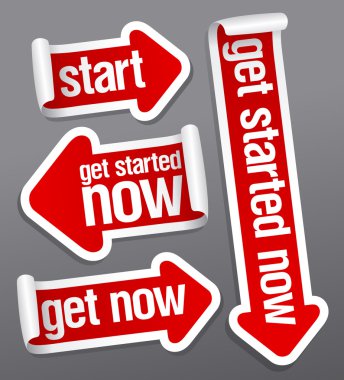 Get started now stickers. clipart