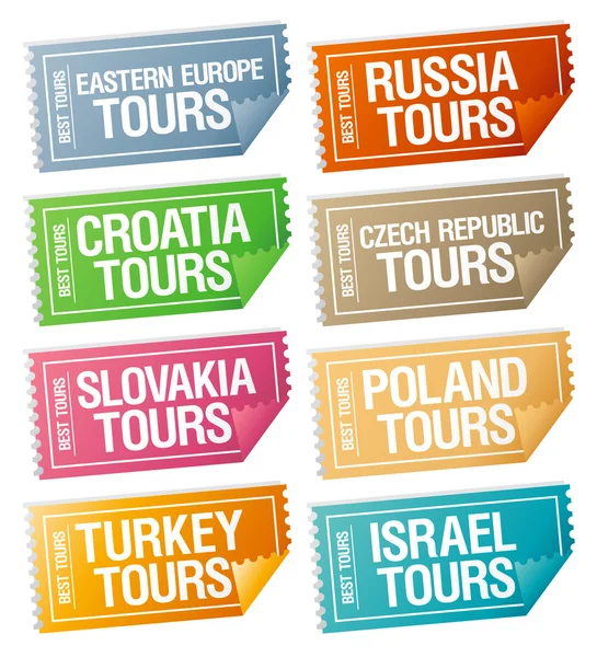 Travel stickers tickets. — Stock Vector